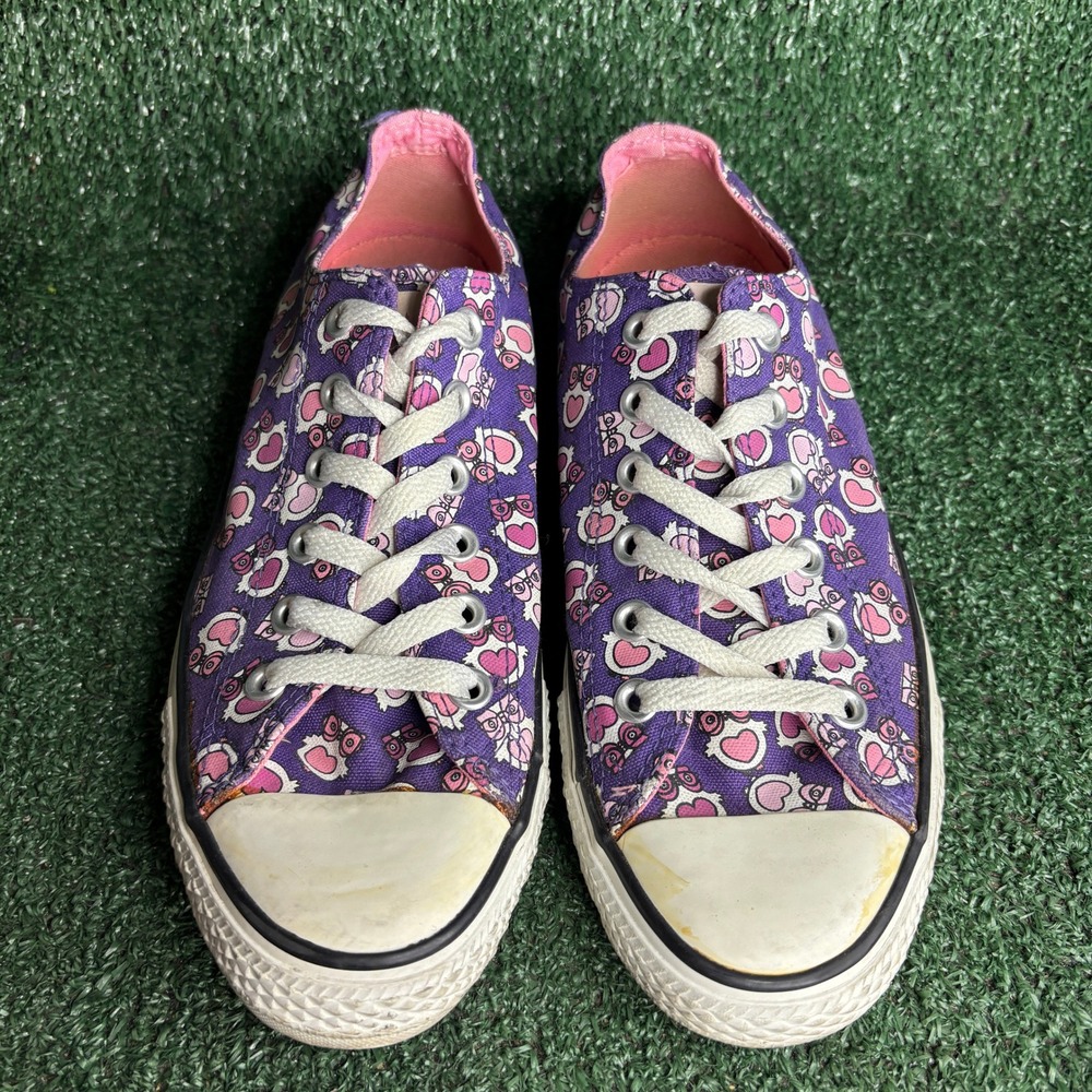 Converse Chuck Taylor All Star Owl Print Canvas Low Top Sneakers Purple Womens 9 - Picture 1 of 9